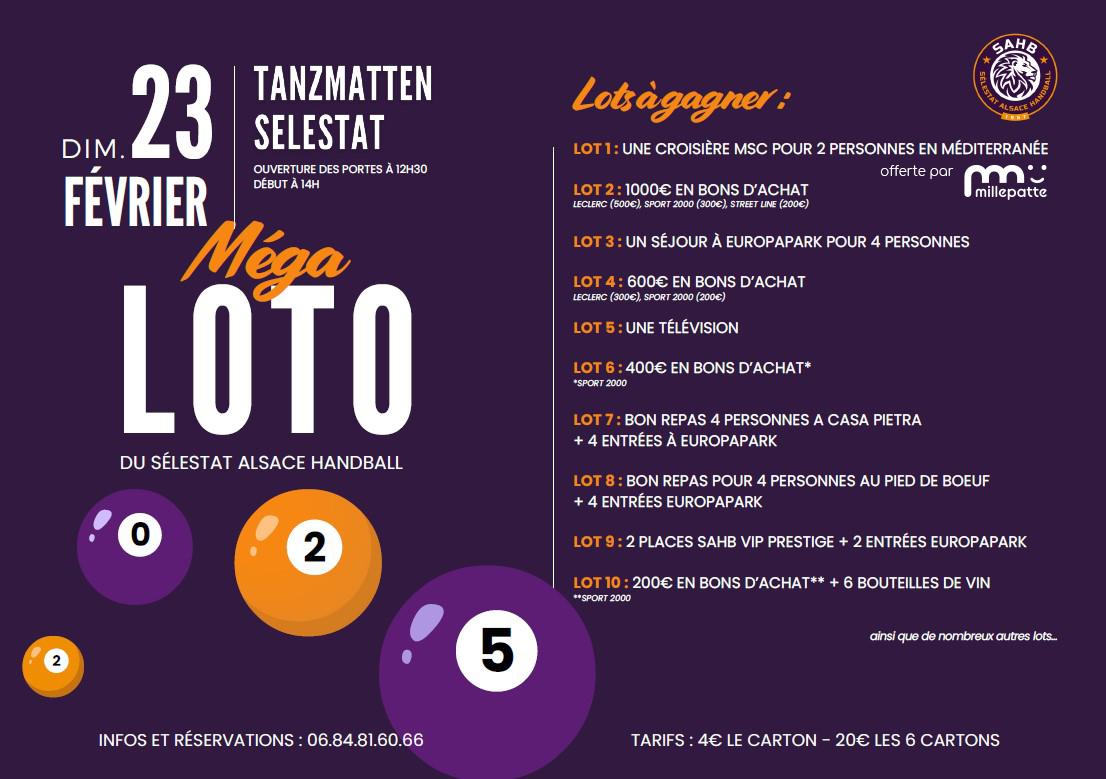 Loto du SAHB : Rendez-vous le dimanche 23 février 2025 !