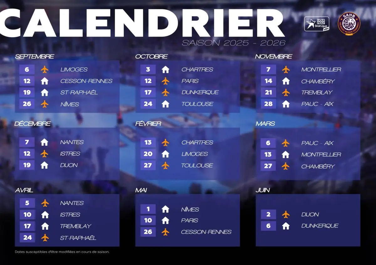 Calendrier 2025 – 2026